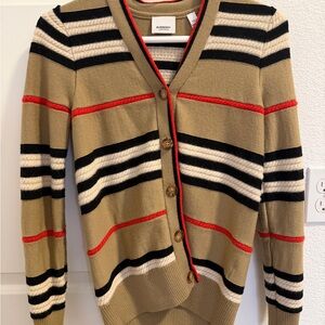 Burberry Icon Stripe Wool Cashmere Cardigan kids size 14Y